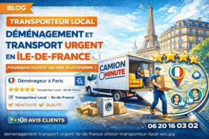 D&eacute;m&eacute;nagement et transport urgent en &Icirc;le-de-France : pourquoi choisir un transporteur local comme Camion Minute plut&ocirc;t qu&rsquo;une plateforme ?